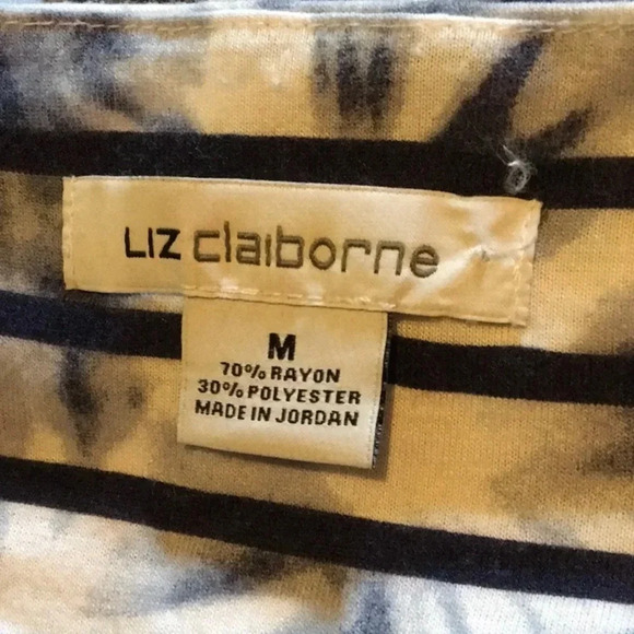 Liz Claiborne Abstract Striped Tee Shirt Top M - Picture 5 of 5